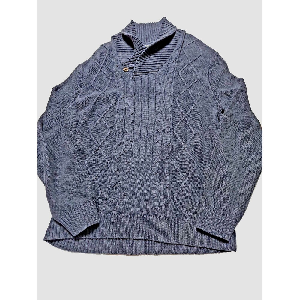 Men’s Nautica Navy Blue Cable Knit Sweater Size Extra Large Pre Owned VGC